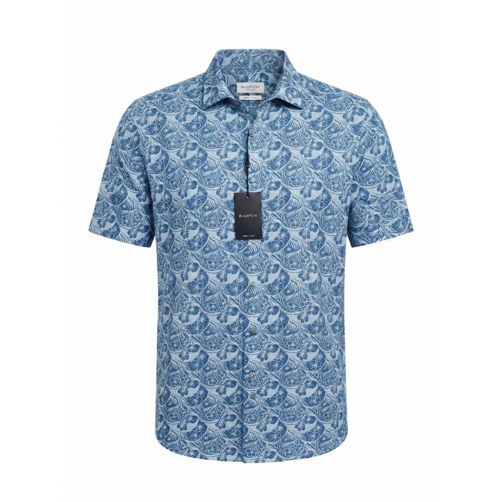 NWT Bugatchi Olson Paisley Short Sleeve Button-Up Shirt, Size XXL